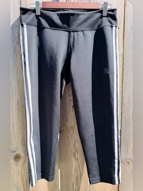 adidas Black Capri joggers  with White Side Stripes for Women size L